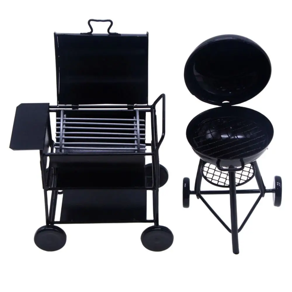 Dollhouse Barbecue Rack para Cena de Cozinha, Iron Miniature BBQ Grill, Black Doll House Furniture, Mini Churrasco, Escala 1/12