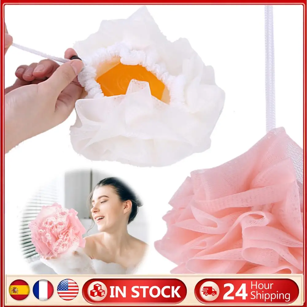 

2-In-1 Bath Sponge with Drawstring Soft Bath Loofah Bath Loofah Shower Washcloth Set for Women and Men