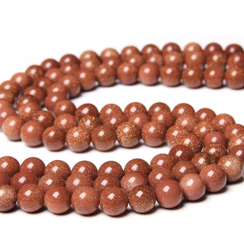 Natural Gold Sandstone  Beads  Gemstone Smooth Round Loose Stone Bead  for Jewelry Charms Bracelet Making