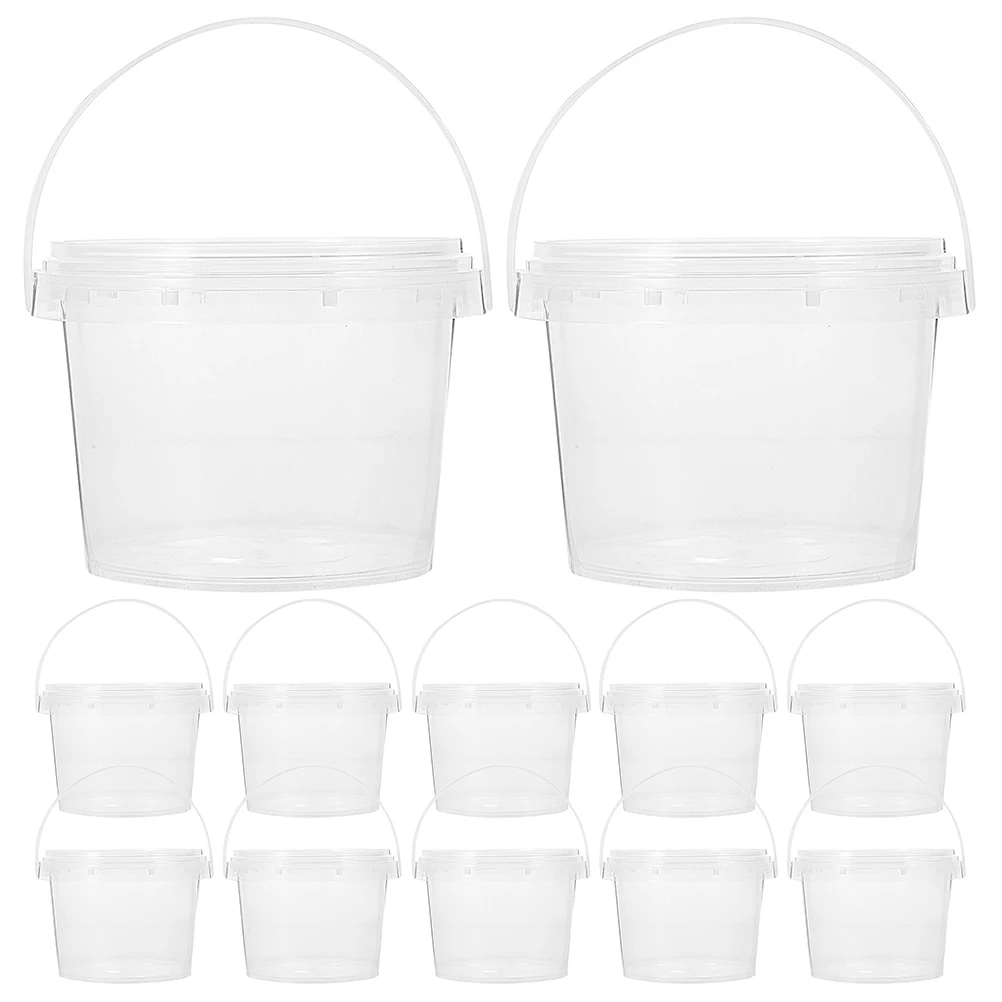 

12pcs Mini Transparent Storage Buckets Reusable Small Round Bucket For Snacks Ice Cream Diy Food Organizer Portable Clear Bucket