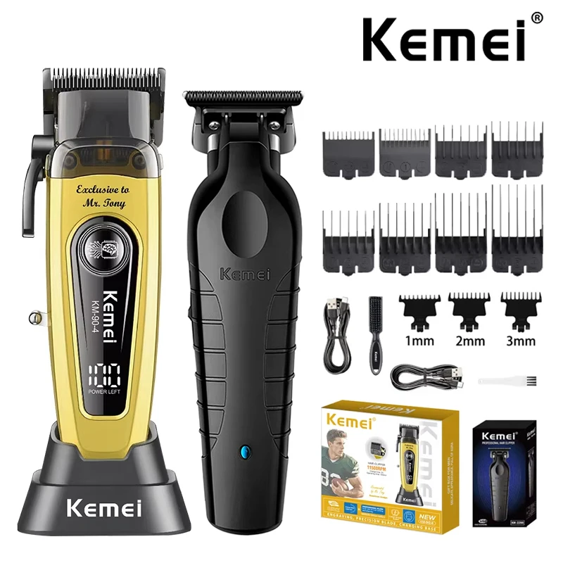 Kemei 2299 90-4 Kit Professional Hair Clippers USB Rechargeable Hair Trimmers For Men Cordless Barber Hair Cutting Machine