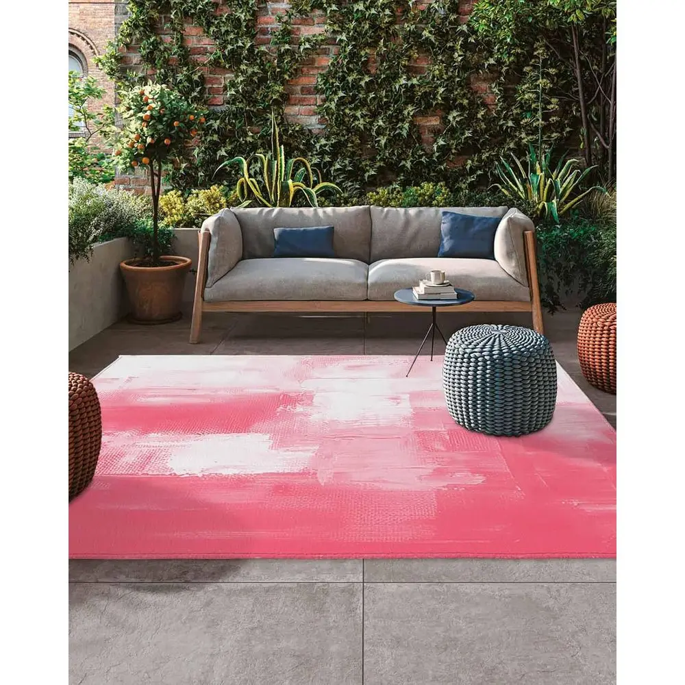 

Розовый и белый уличный ковер с граффити длиной 5x8 футов — минималистичный стиль масляной живописи для патио, террасы и заднего двора