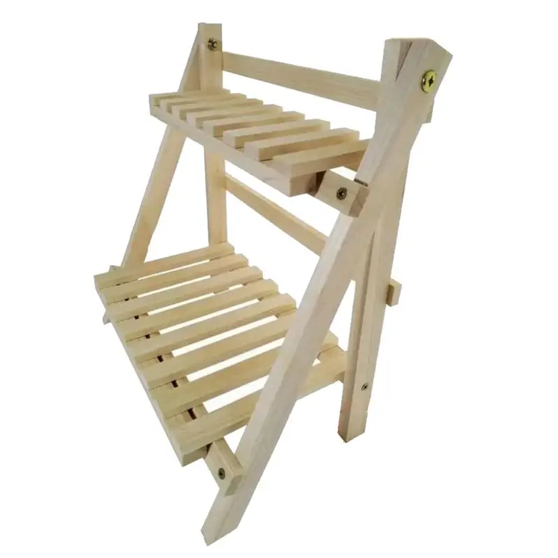 ABKS-Wooden Storage Rack, 2-Layer Desktop Storage Rack, Ladder-Shaped Desk Display Rack, Desktop Office Storage Rack