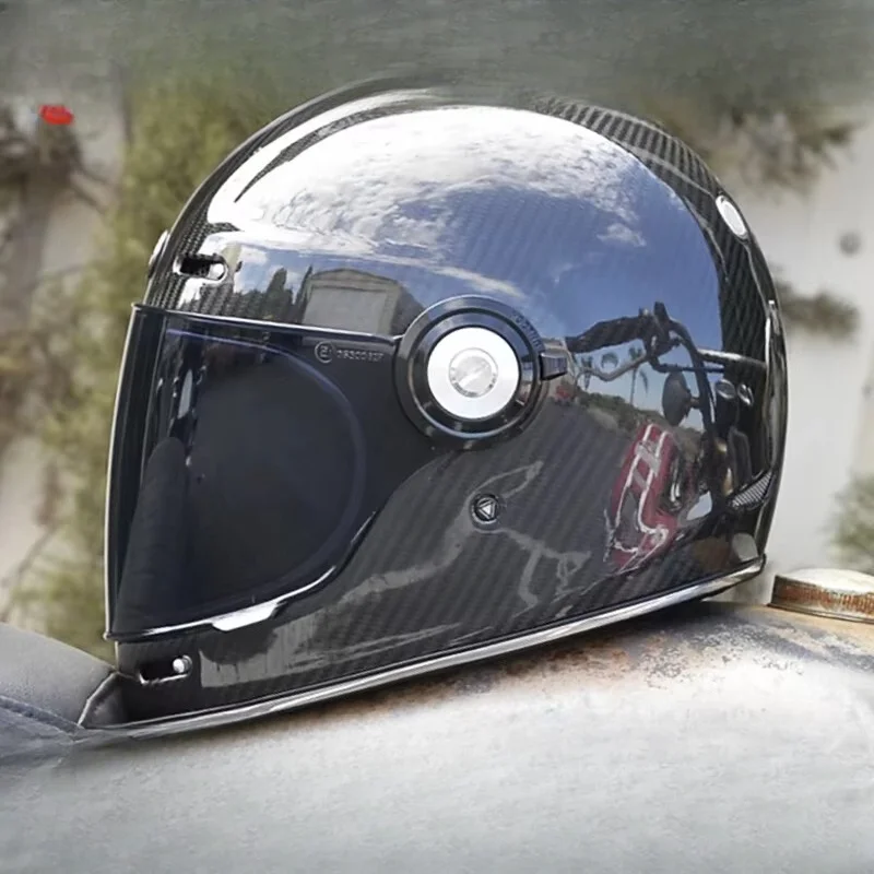 TORC Carbon Fiber Helmet T135 Full Face Cover Retro Helmet Men and Women Motorcycle Personality Off Road Helmet Casco Capacete