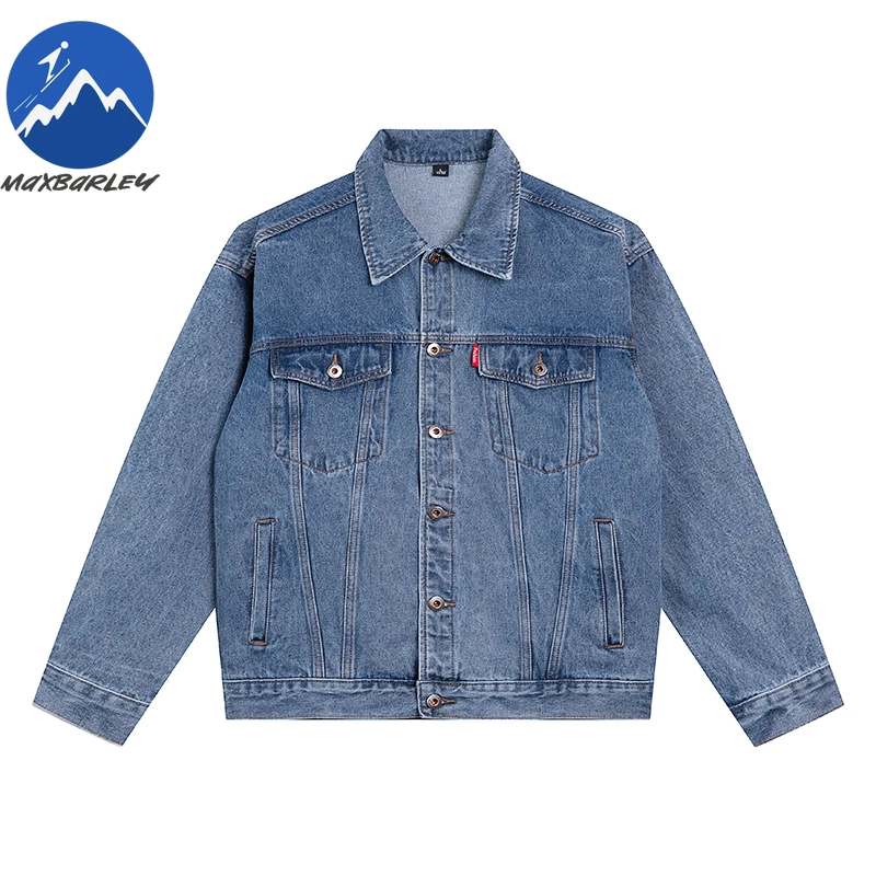

Maxbarley Premium Men Denim Jacket Retro Y2k Harajuku Fashion Washed Blue Coat Mens Leisure Workwear Autumn Motorcycle Jackets