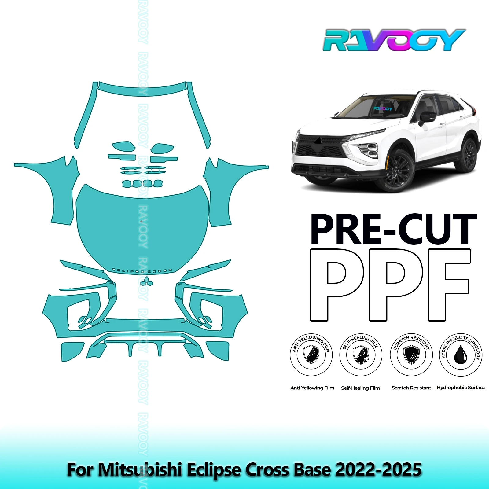 

Car Front Kit Clear Bra Precut PPF Paint Protection Film For Mitsubishi Eclipse Cross Base 2022-2025