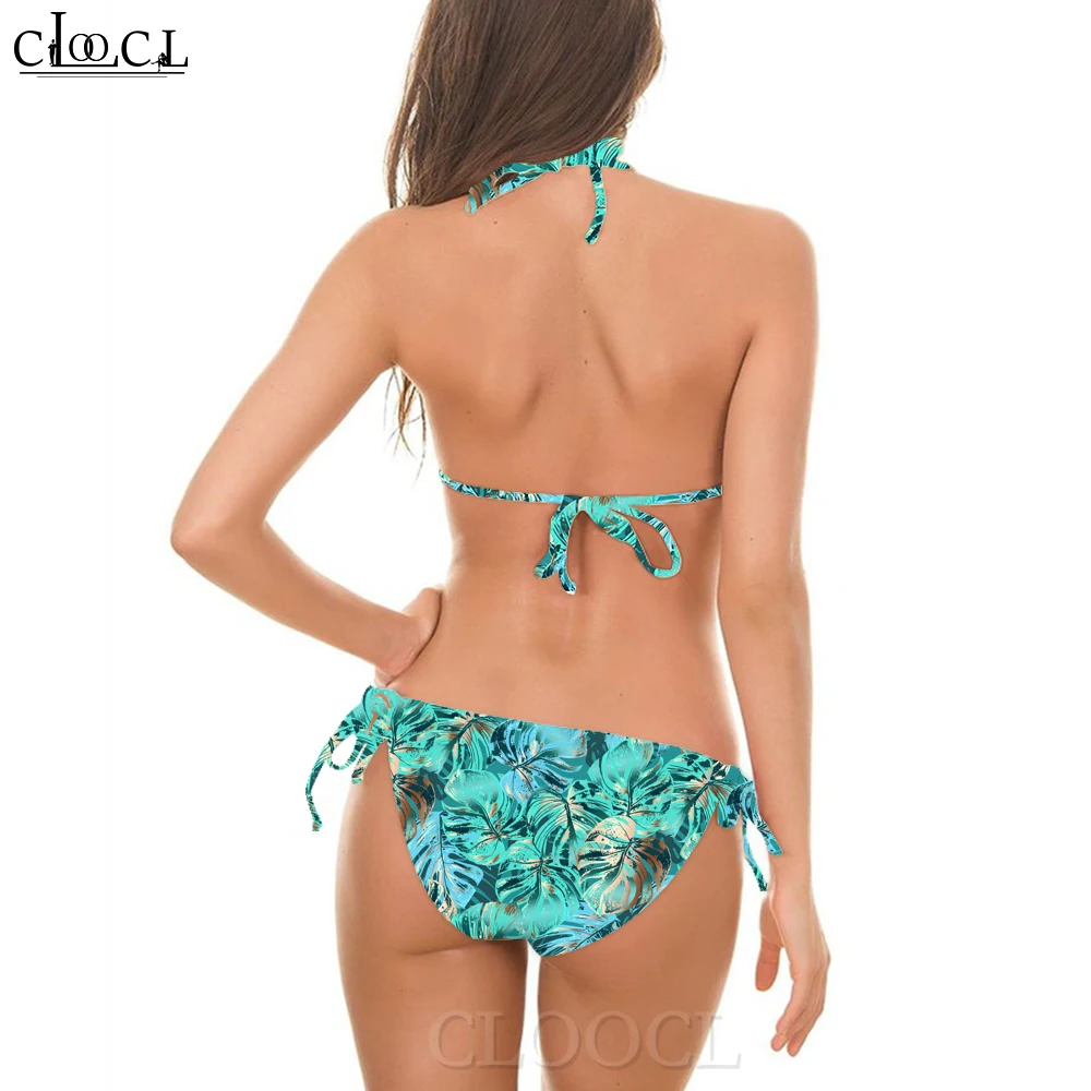 CLOOCL Hawaii conjunto de Bikini de dos piezas traje de baño con estampado de limón bañista prendas de vestir de verano ropa interior traje de baño Sexy ropa de playa