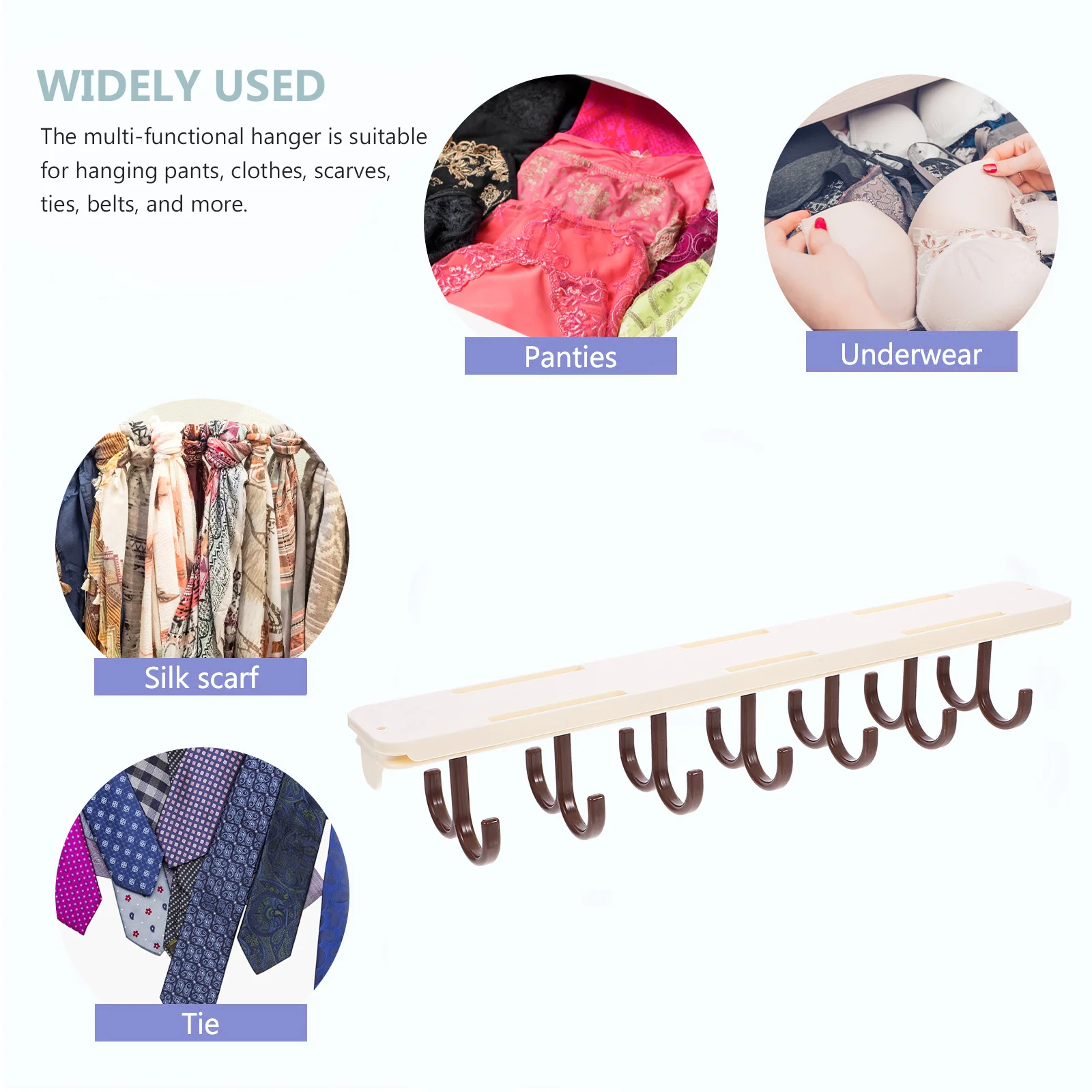 

Pull Out Hanging Rack Clothes Organizer Wardrobe Closet Sliding Track Full Extension Retractable Storage Milk Brown
