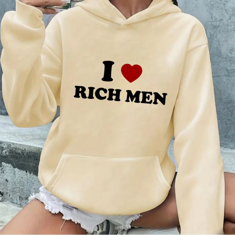 Rich Man Retro Print Hoodie Woman Hip Hop Gothic Pullover Sweatshirt Casual Fashion Oversized Hooded Streetwear