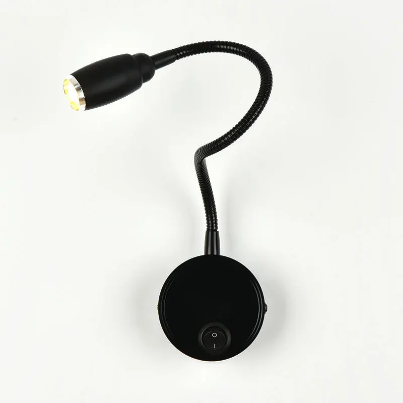 Led Hose Focusing Reading Lamp Wall Mounted Wall Lamp Hose Spotlights Silver Black Housing 3w