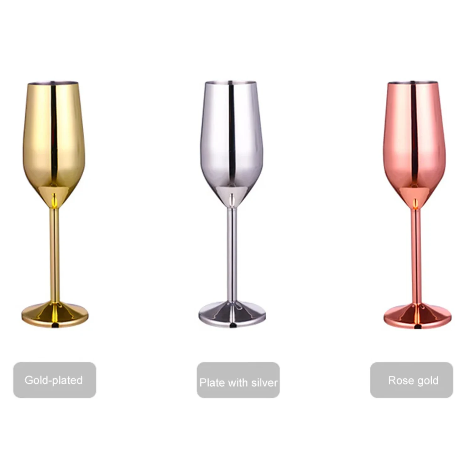 

Stainless Steel Copper Cup Champagne Flutes 220ML Cocktail Cup Metal Wine Glass Restaurant Beer Whiskey Drinkware