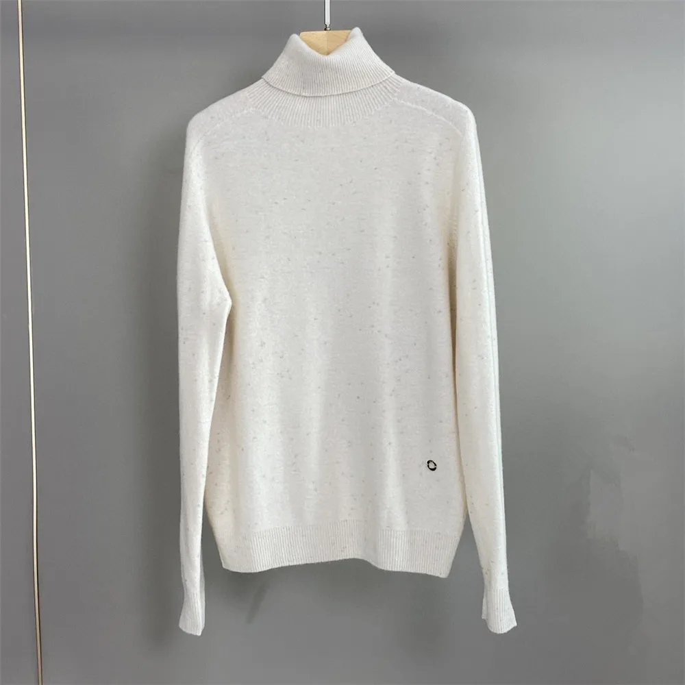 Autumn Winter New Pullover Sweater Turtleneck Gold Thread Sequin Cashmere Knitted Top Woman