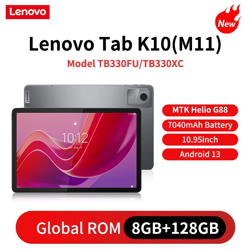 Global Rom Lenovo Tab K10 M11 8GB 128GB WIFI LTE MTK Helio G88 Android 13 Tablet 11 ''90 هرتز عرض GPS PAD Battery 7040mAh