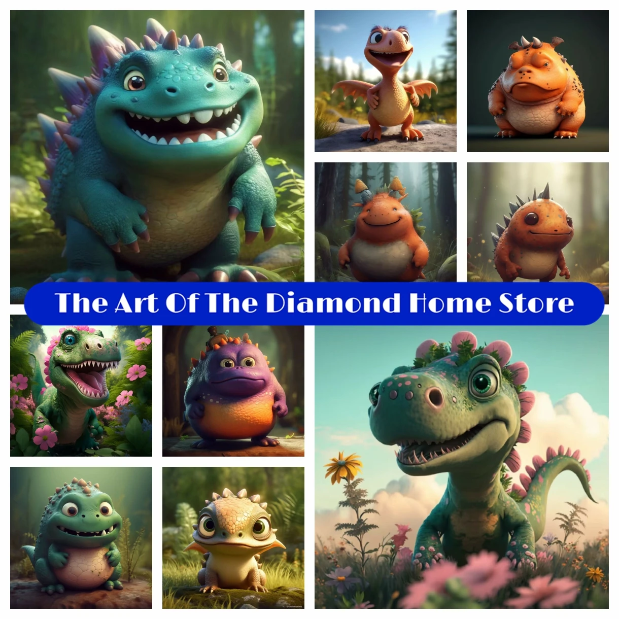 

Cute Little Dinosaur AB Diamond Painting Embroidery Cartoon Animal Cross Stitch Handmade Craft Rhinestones Home Decor Kids Gift