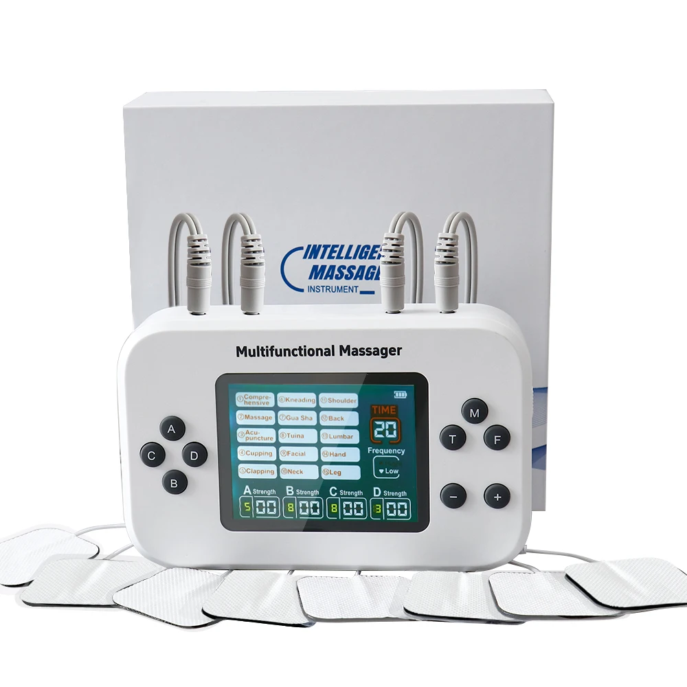 Electrical Stimulation Rechargeable Tens Massage Machine EMS 4 Outputs Pulse Massager Home Body Care