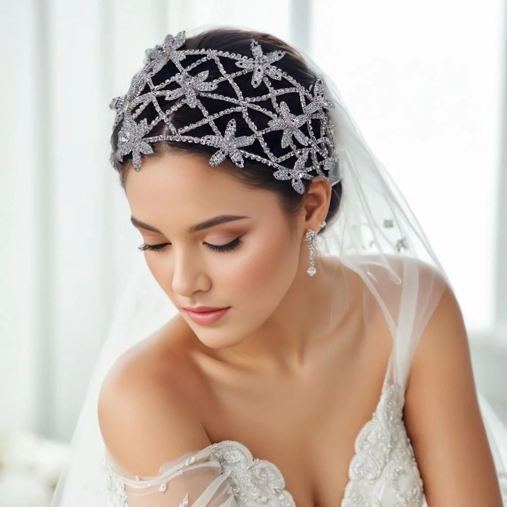 Tiaras nupciales para boda, pieza de pelo con diamantes de imitación brillantes, tocado de cristal, tocados de boda para novia, joyería para el cabello HP464