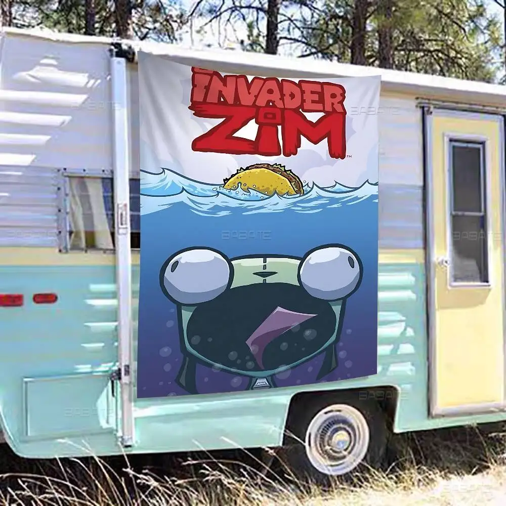 Cartoon I-Invader Z-Zim Anime Printed Large Flag Art Science Fiction Room Home Decor Decor Banner