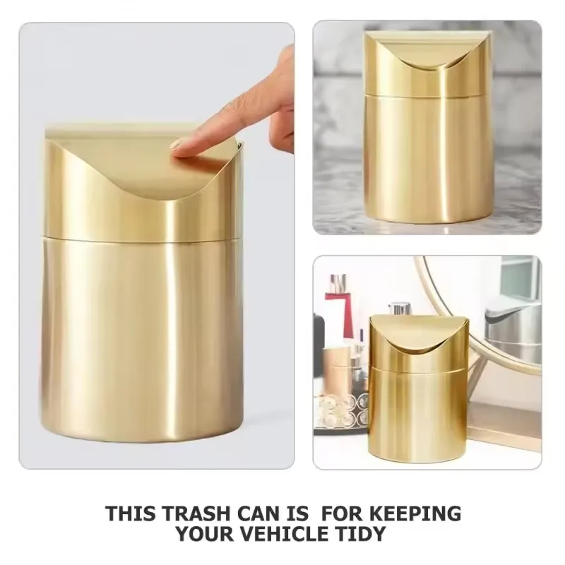 

304stainless steel mini trash can1.5L screw top desktop trash can Anti fingerprint,space saving Office, living room