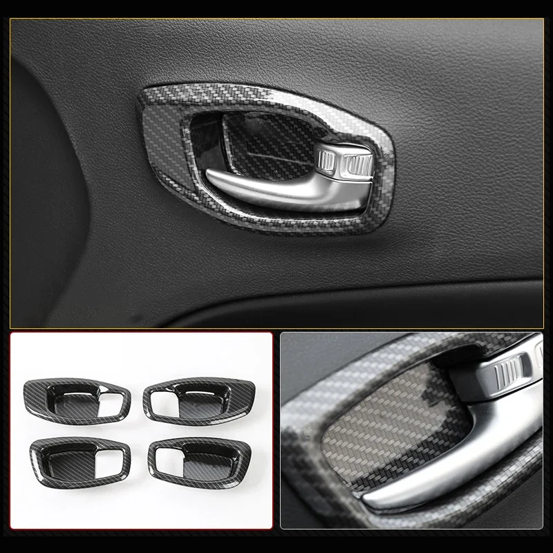 ABS Inner Door Handle Bowl cover trim Frame car styling protector sticker fit for Jeep Compass 2017 2018 2019 2020 accessories view 5