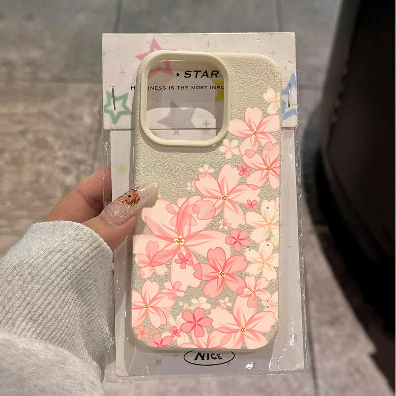 Capa de Celular TPU Vogue Rosa com Flores de Cerejeira para Samsung Galaxy S26 S25 Ultra S24 Plus S23 S22 FE A36 A26 A56 A16 A57 A37 A55