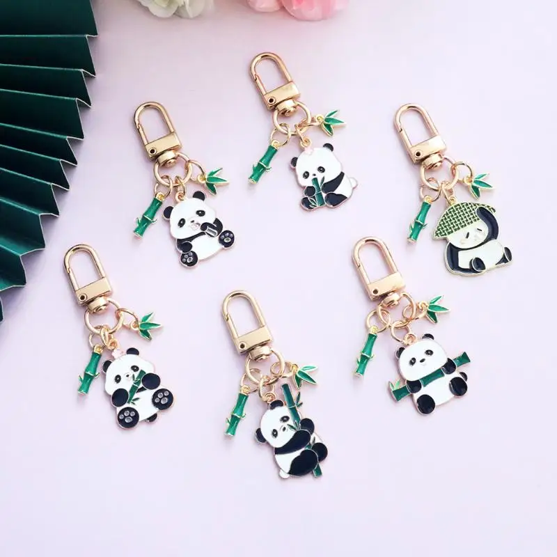 Panda Metall-Schlüsselanhänger Niedlicher Cartoon-Stil Anhänger Taschenanhänger für Accessoires – Detail 3