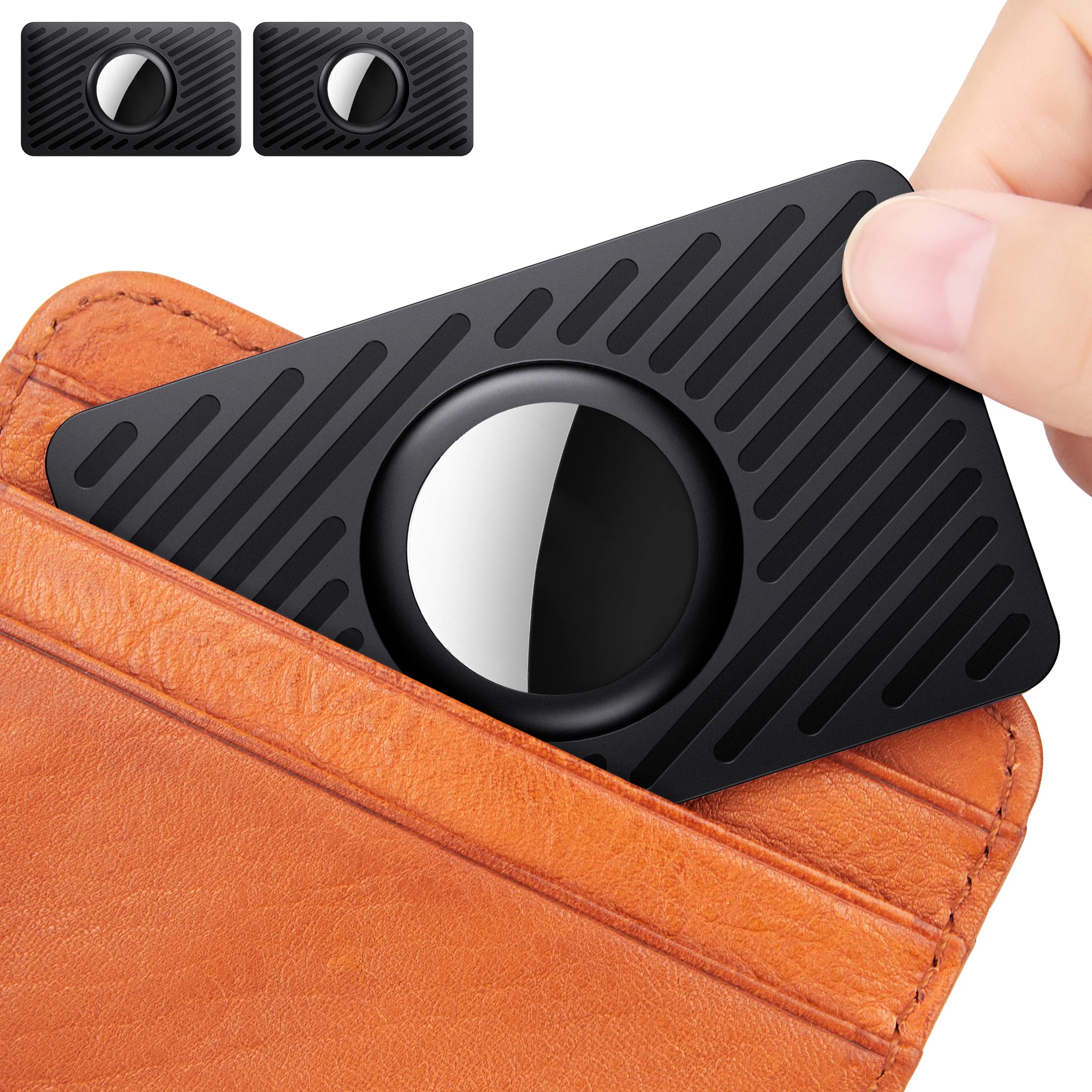Paquete de 2 fundas ajustadas con tarjetero Airtag, tamaño de tarjeta de crédito, funda tipo billetera para Apple AirTag para monedero, bolso de mano, pulsera