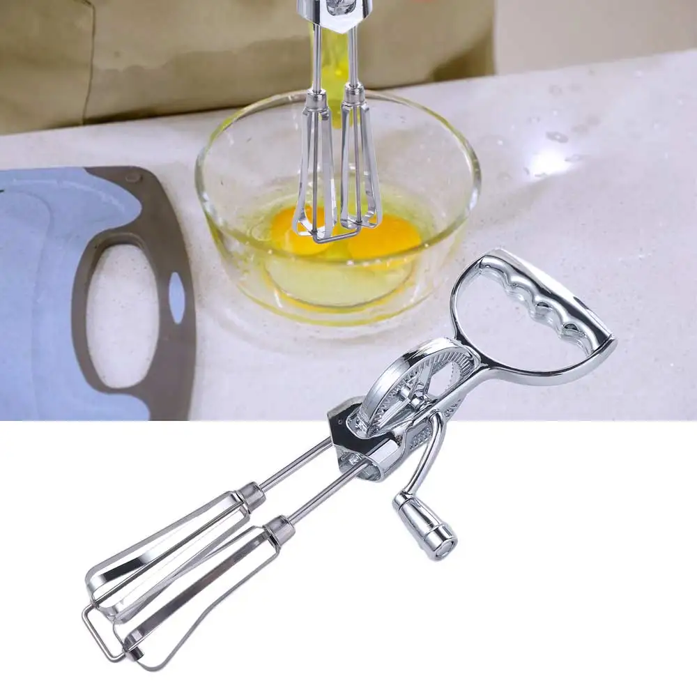 

Household Manual Hand Crank Egg Beaters Semi-automatic Stainless Steel Egg Whisk Double Wheel Time-Saving Kitchen Mixer Butter