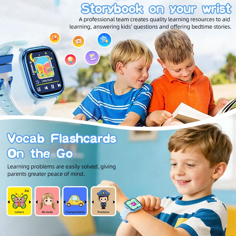 LIGE New Child's Smartwatch Sports Light Health Monitor Local Music Children's Educational Learning Cards Boy Girls Smart Clock