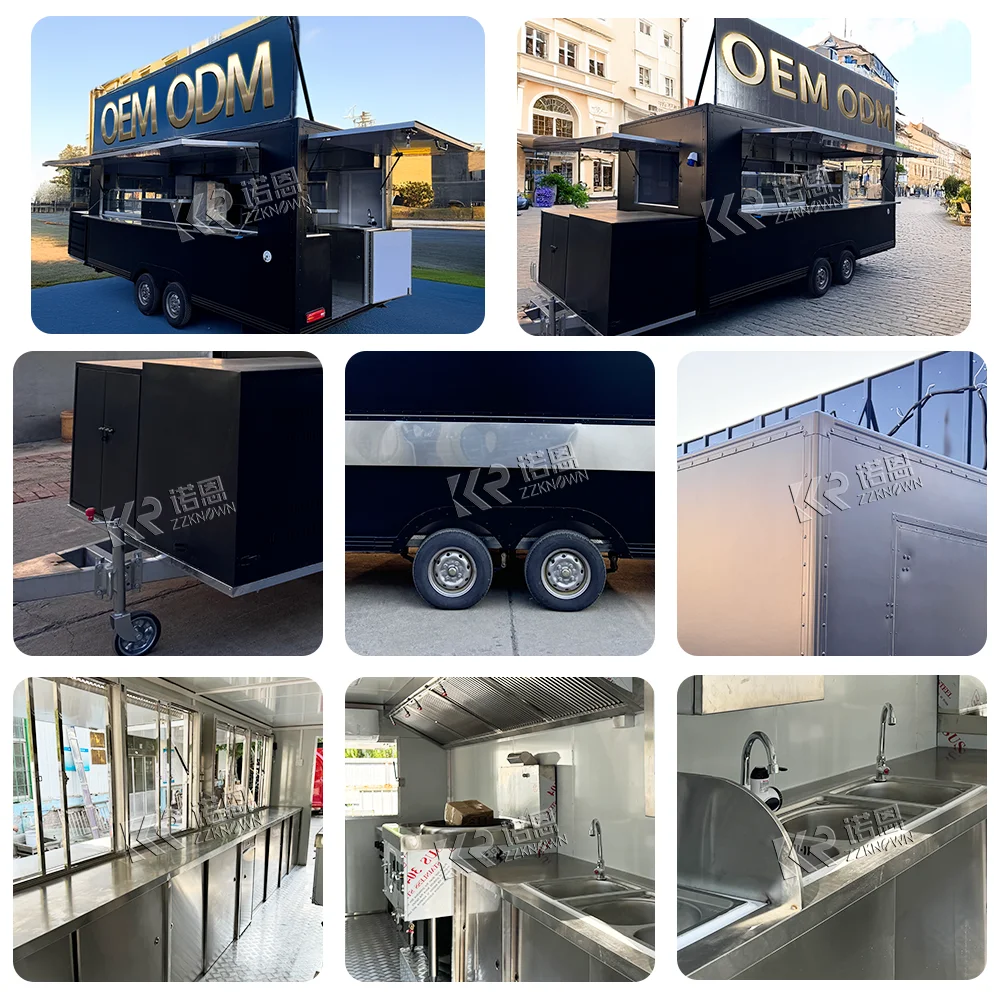 Customized Food Trailer Mobile Food Kiosk Truck Mobile Kitchen Trailer for Hamburger Cart Fast Food Truck with DOT Certification