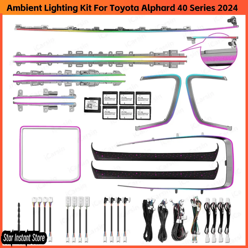 Laser Carved Dynamic Ambient Light for Toyota Alphard 40 Series 2024 LHD/RHD Screen Control Interior Lighting Upgrade