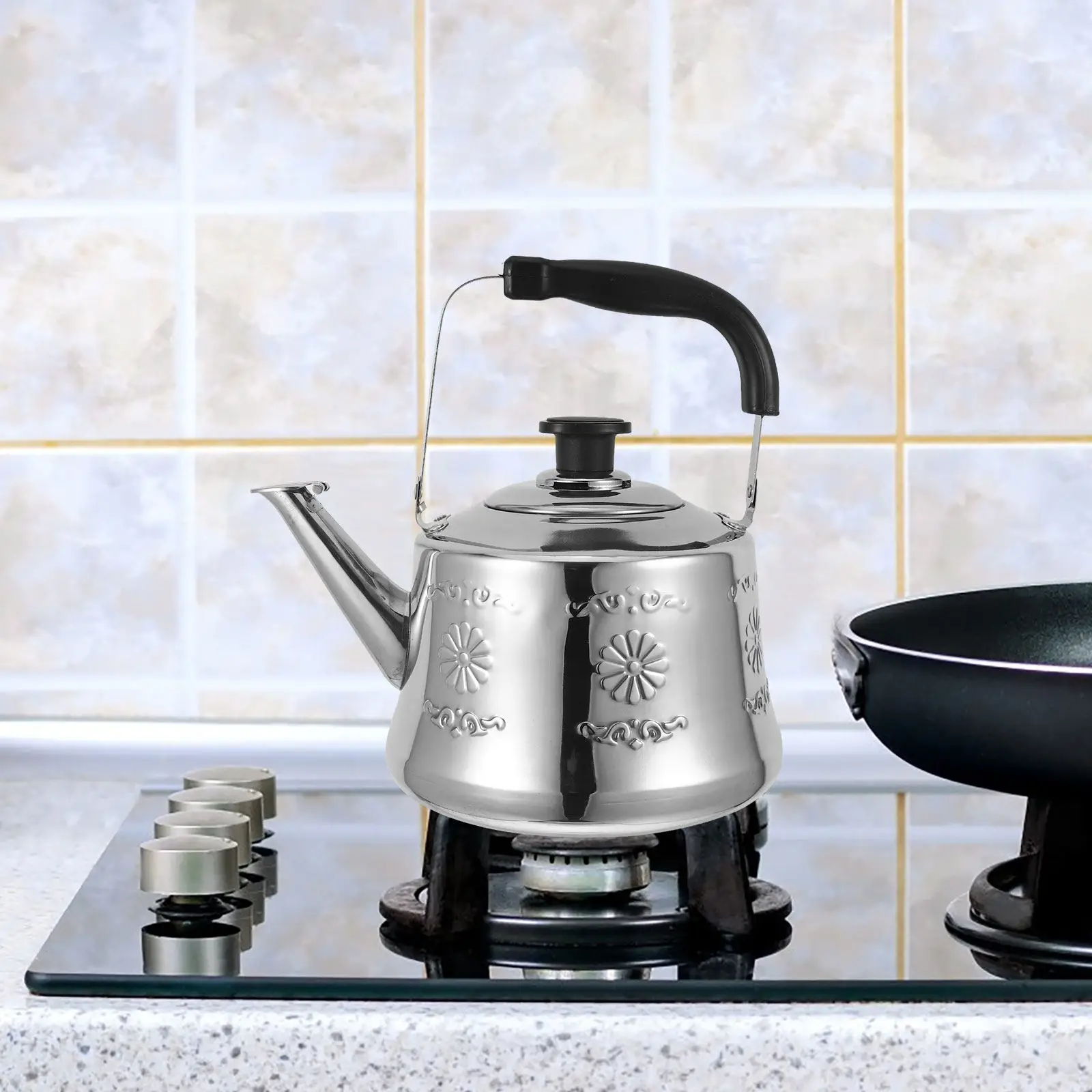 

Чайник из нержавеющей стали с функцией свистка для быстрого кипячения и громким сигналом, идеально подходит для чая, кофе, травяных отваров (1 шт.)