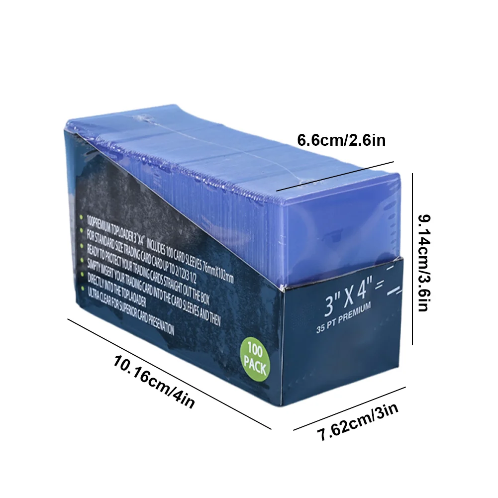 100PCS 3 In X 4 In Baseball Card Protector 35 PT Toploads for Cards Card Sleeve Protector for Sports Cards Trading Cards