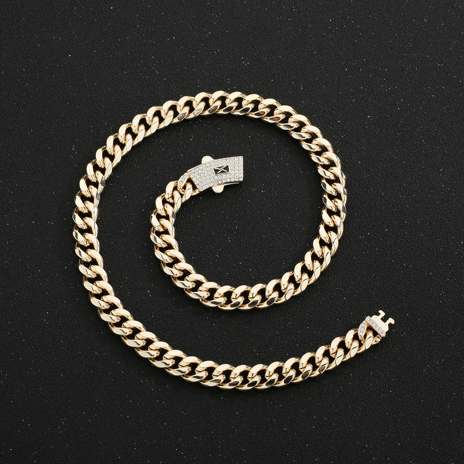 

Hip-hop classic 14k high quality copper gold plated 10mm Cuban Monaco chain jewelry Valentine's Day gift free shipping