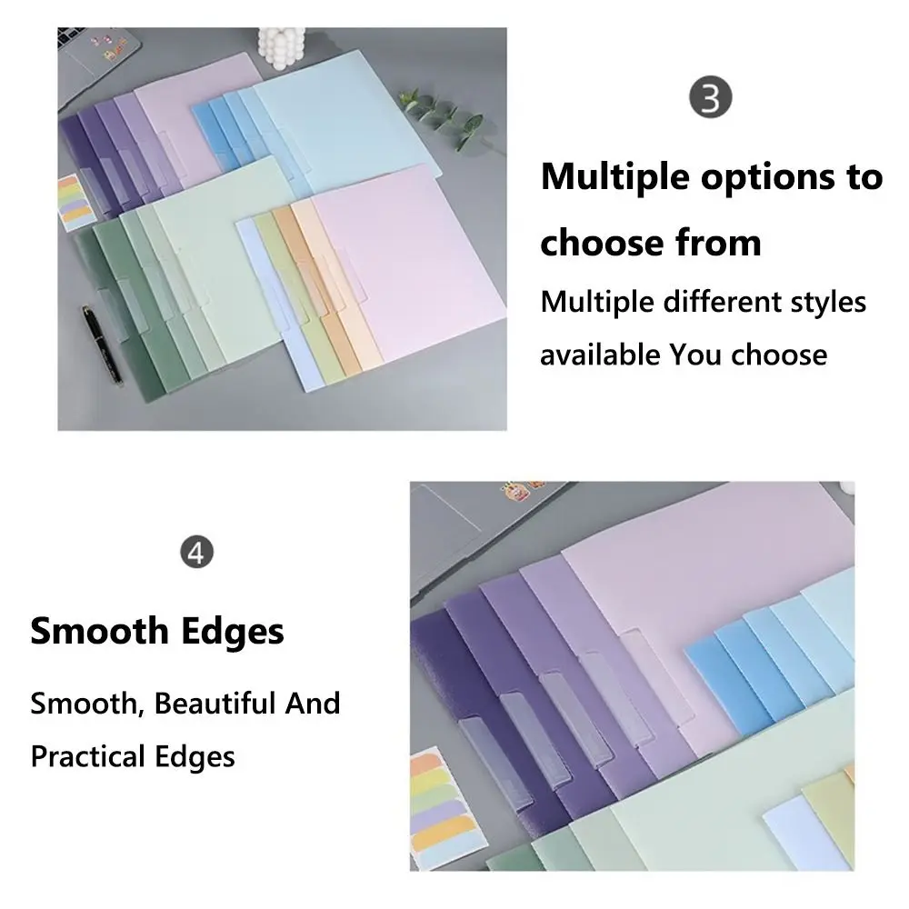 5PCS/Set Gradient Color A4 File Folder Rotating Side Opening Swinging Clip Test Paper Storage Clip Contract Storage Folder