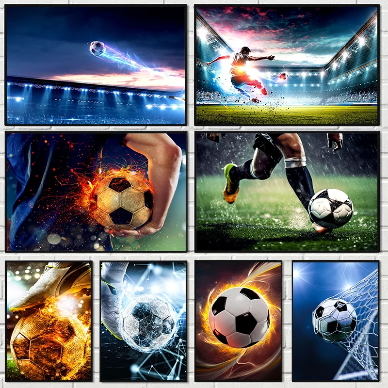 

Football Sports Soccer Player Posters and Prints Canvas Painting Artwork Wall Art Pictures for Living Room Home Decor Cuadros