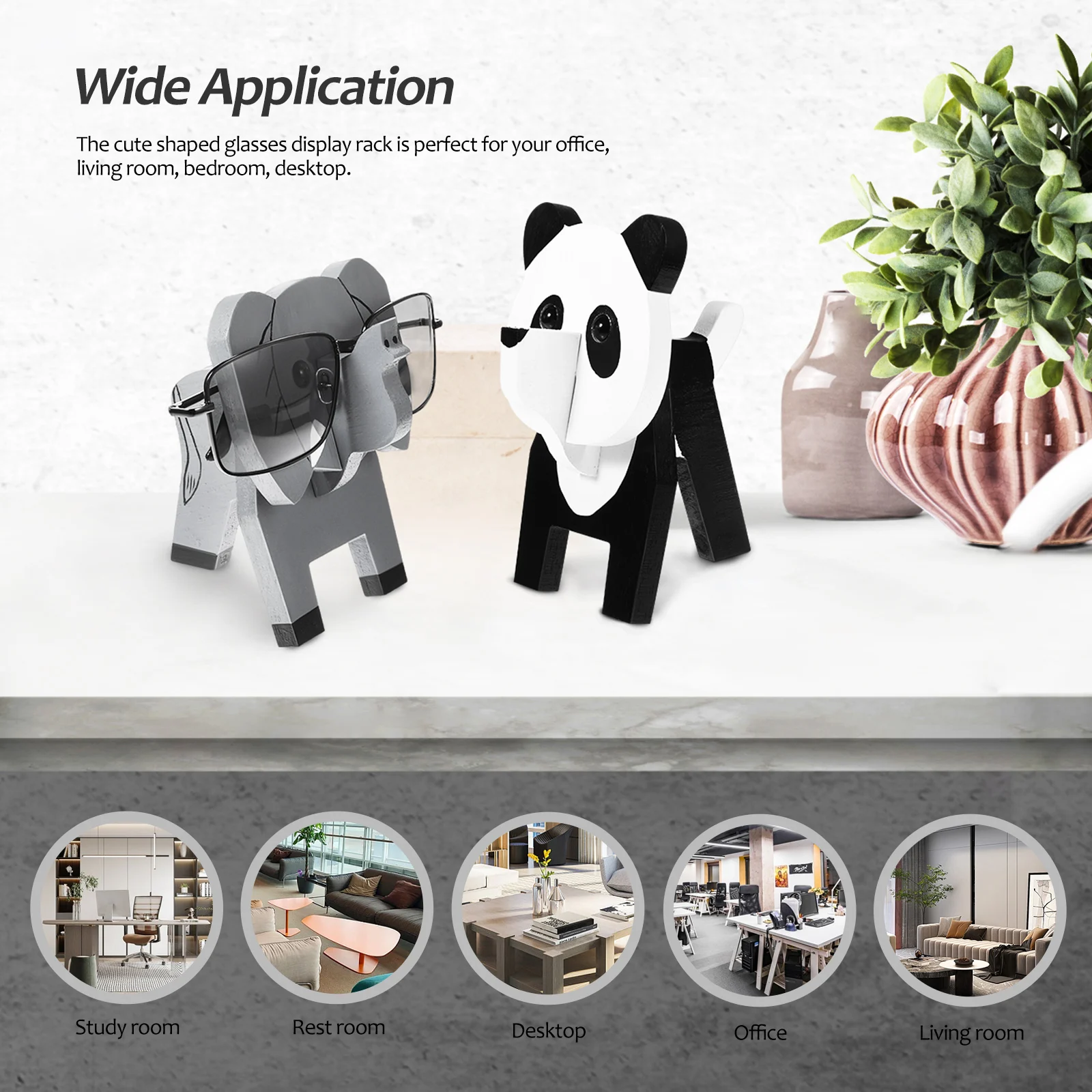 

2Pcs Practical Wooden Animal Glasses Holder Stand Eyeglass Display Rack For Bedroom Office