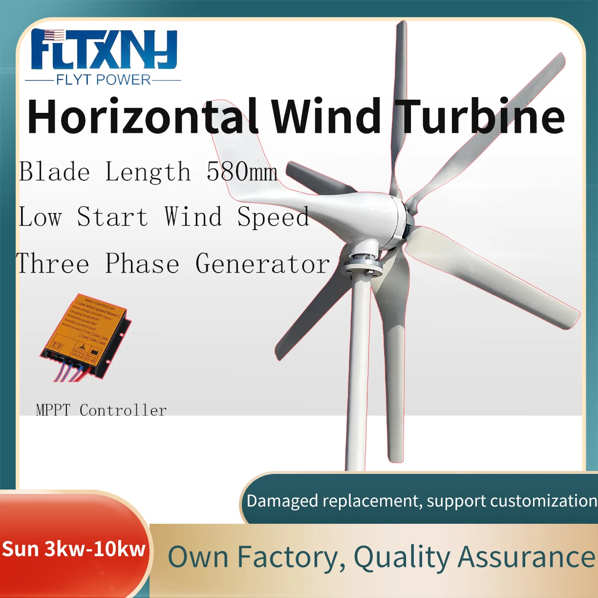 Wind Turbine Generator 3000W 5000W With MPPT Charge Controller Windmill Small Wind Generator Home Use System RV Yacht Farm