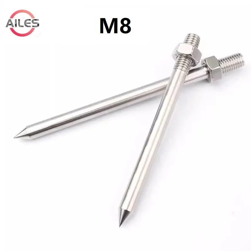 304 Stainless Steel M8 PVC Pipe Clamp Steel Nails 80mm to 400mm Length PVC Tube Clamp Nail Straight Rod Bolts