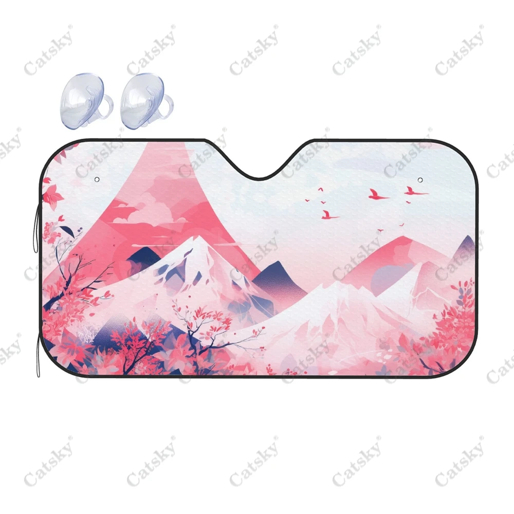 Chinese Painting Style Landscape Car Windshield Sunshade, Front Auto Car Windshield Sun Shade Blocks Uv Rays Sun Visor Protector