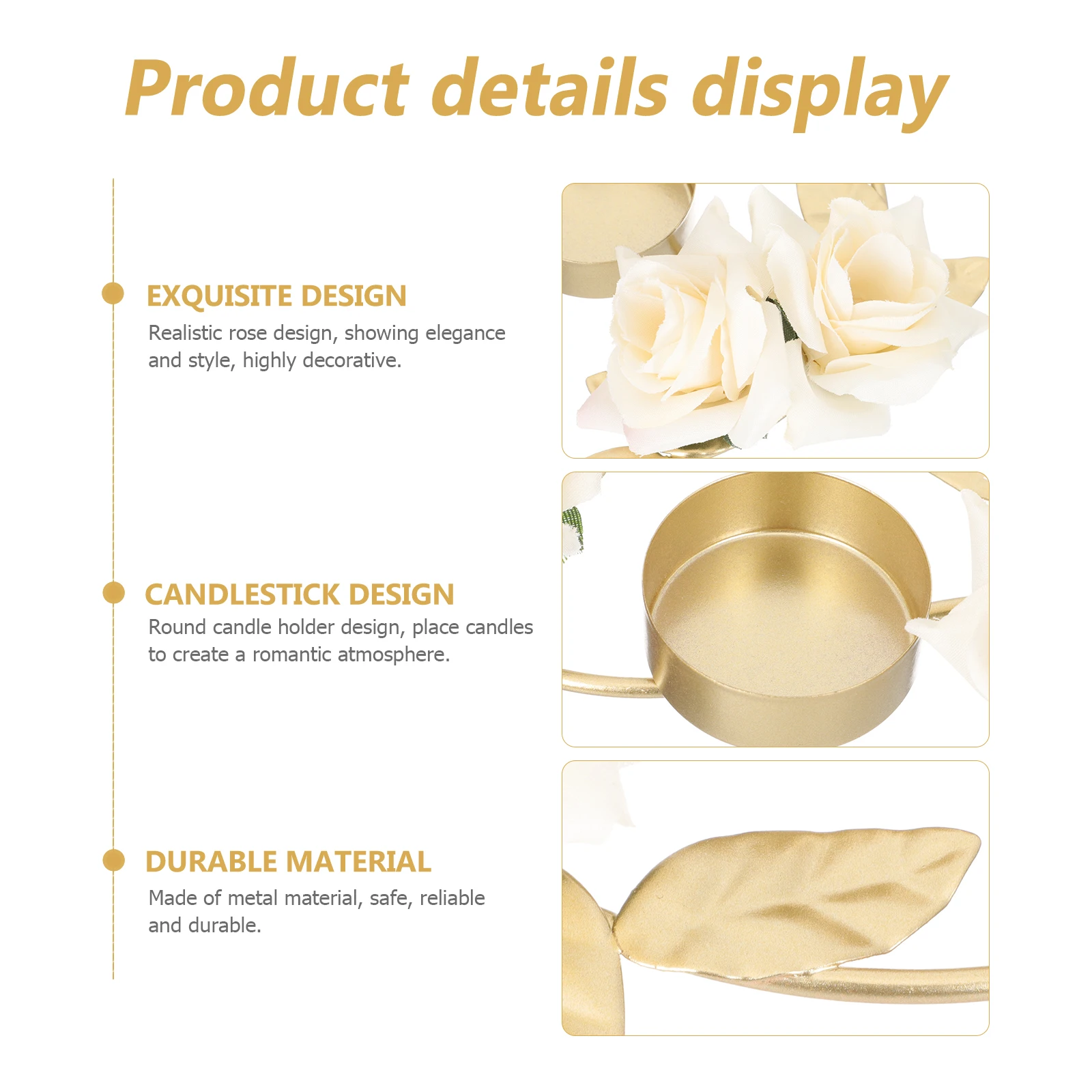 Golden Metal Candlestick Ornament Wedding Reception Decor Holder Elegant Centerpiece Table Decorations Craft