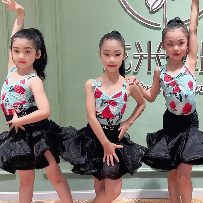 

Kids Professional Dancing Clothes Girls Sleeveless Latin Dance Dresses Children'S Performance Competition Dance Wear SL10536