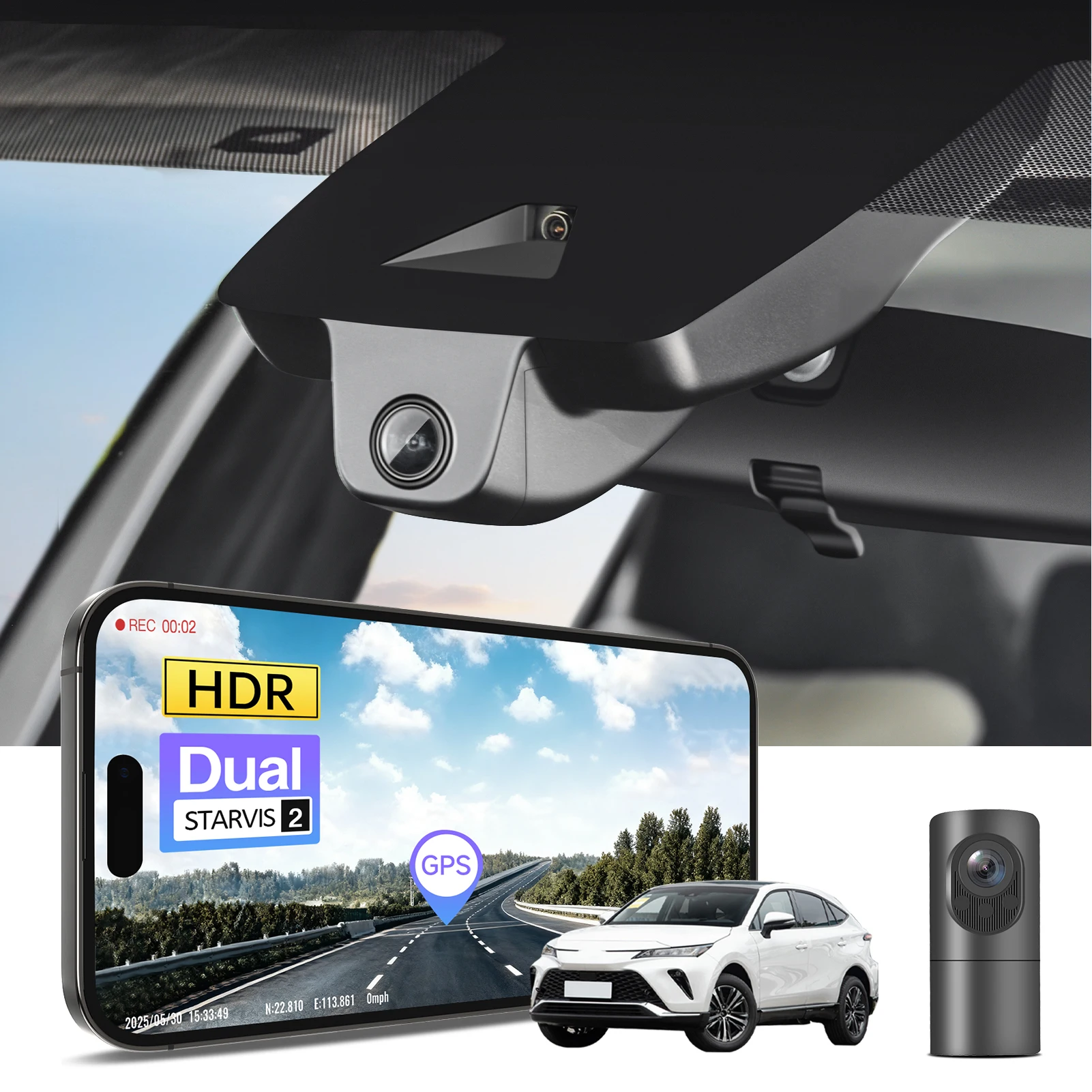 Mangoal STARVIS 2 Dash Cam 4K HDR 5GHz WiFi & APP GPS For Toyota RAV4 & RAV4 Hybrid Dash Car Camera 2019-2025 Plug and Play