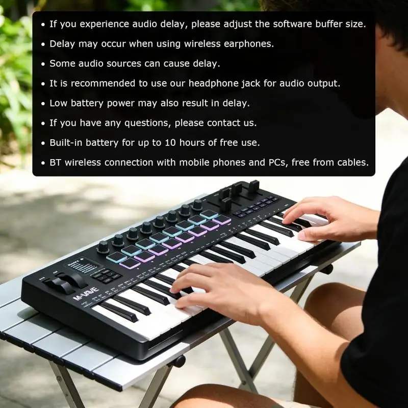 M-VAVE SMK-37 PRO 37-Key MIDI Controller Black/WHITE/RED/PINK Built-in Synthesizer Portable Keyboard MIDI Controller