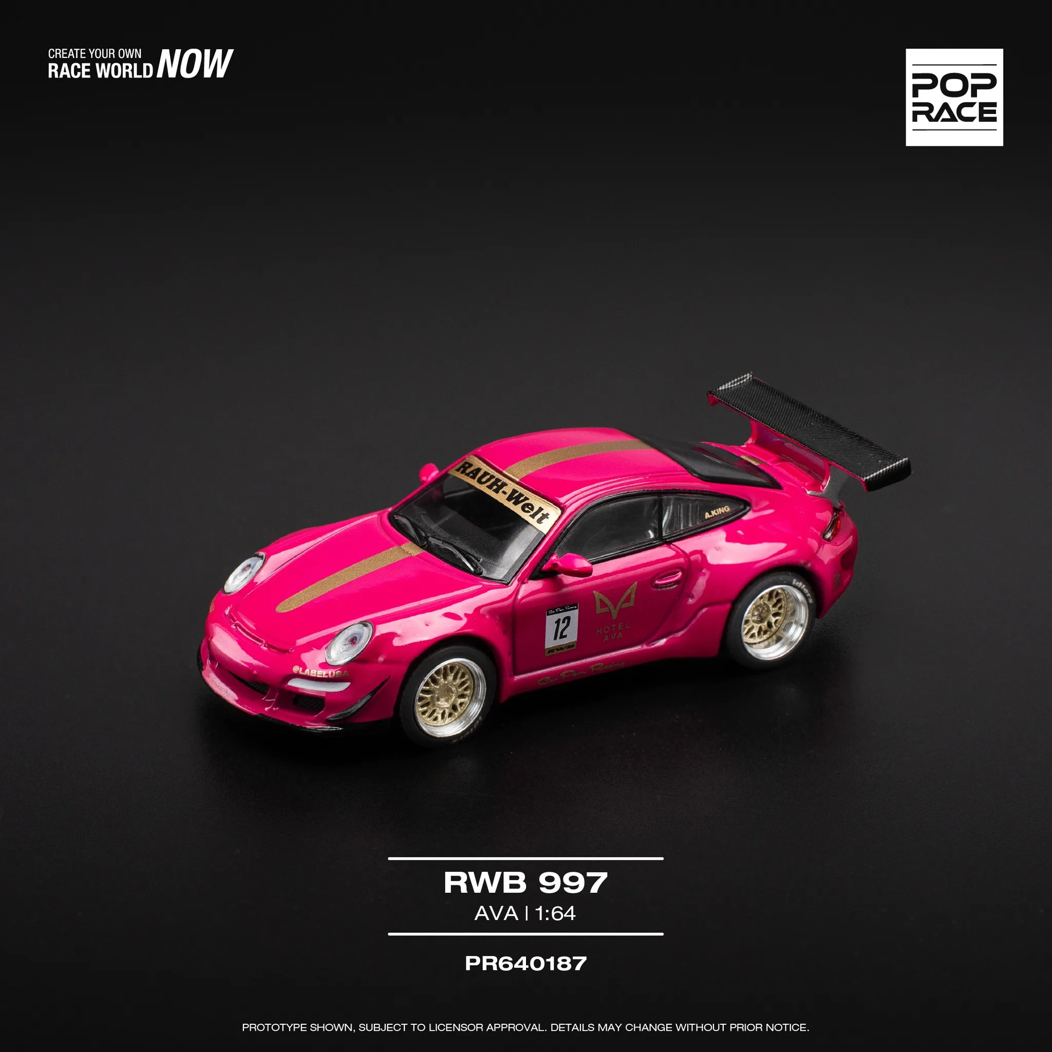 

POP RACE 1:64 PR640187 Porsche RWB 997 Ruby Alloy Die Cast Car Model Collection Gift