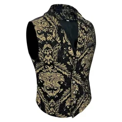 Formal Mens Waistcoat  Gothic Steampunk Decorative Pattern Vest  Victorian Cosplay Waistcoat for Wedding Business Suit