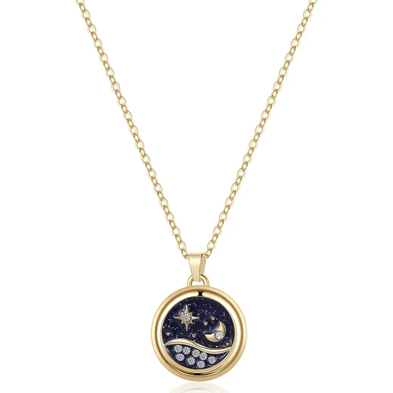 Special gifts: Star and Moon Collarbone Necklace, Star River Heart Gold Diamond Pendant Necklace