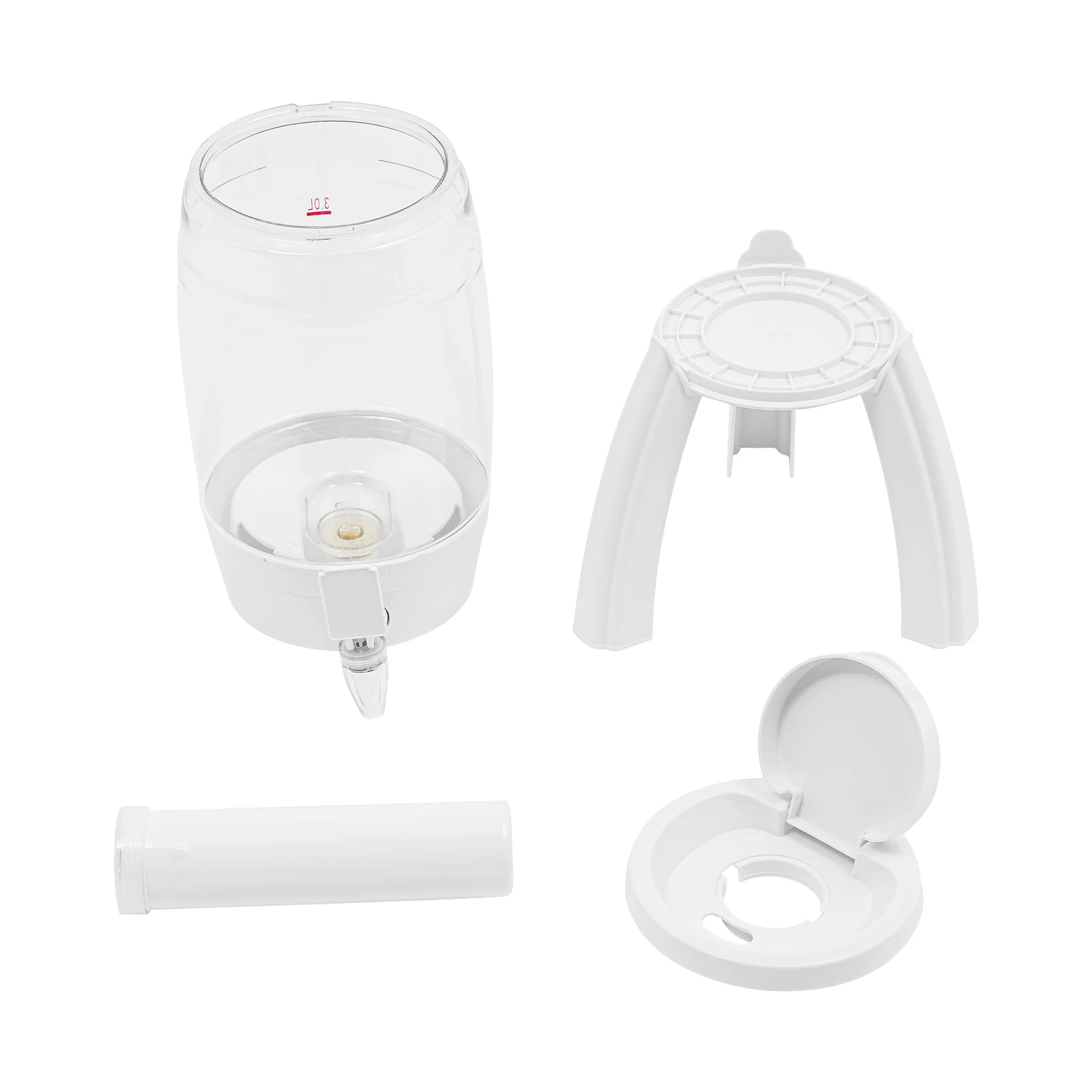 White ABS 3-liter Three-legged Draft Beer Barrel with Faucet LED Lamp Icicles Household Beer Dispenser