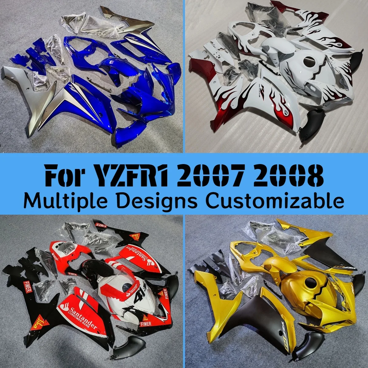 

Aftermarket Fairing Kit for YAMAHA YZFR1 2007 2008 Prime Complete Body Set Bodywork Covers Motorcycle Fairings YZF R1 07 08