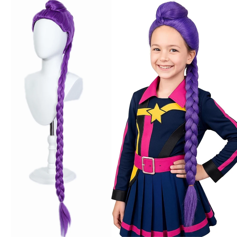 

﻿ Синтетический парик Kpop Girl Group Косплей Парик Хэллоуин Женщины смешанного цвета Фиолетовый Парик из синтетического волокна для женщин