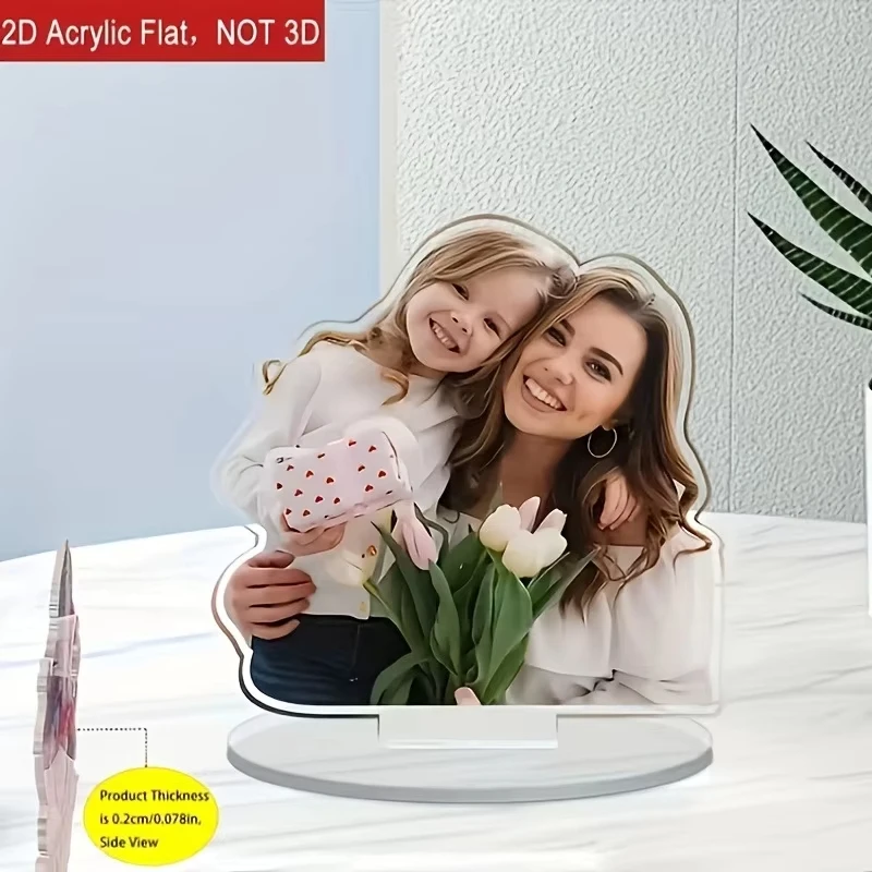 Custom 2D Flat Acrylic Photo Standee Personalized Family Portrait Cutout Figure Tabletop Decor Memorial Keepsake Gift